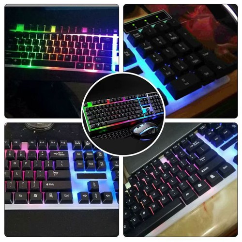 RGB Gaming Tastatur Verkabelt Maus Kit Gamer USB Keyboard Mouse Für PC Laptop - Zdjęcie 12 z 14