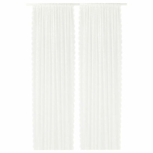 MERETE room darkening curtains, 1 pair, white/with eyelets