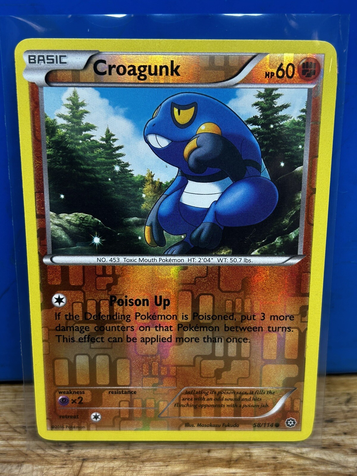 58/114 Croagunk - Steam Siege - Common Pokemon TCG Card Reverse Holo