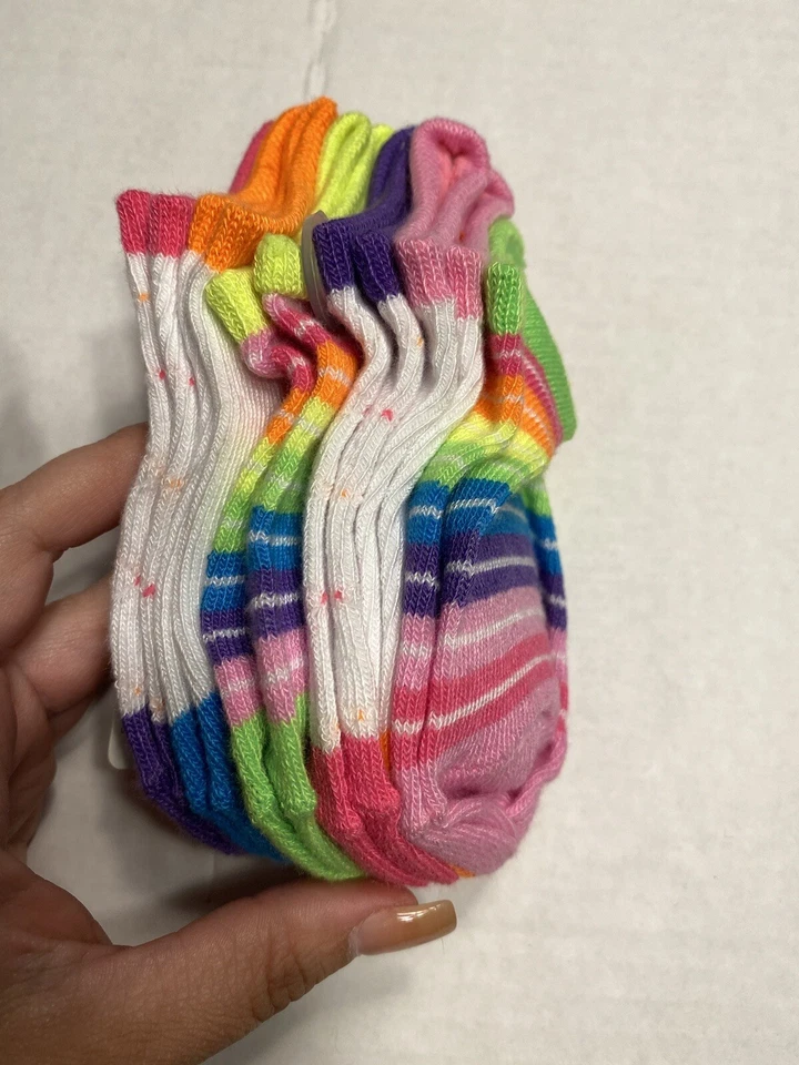 Faded Glory Niñas Sin Zapato Calcetines al Tobillo 6 Pares Talla Pequeño Zapato 4-7.5 Foto 4 de 4