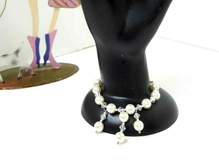 Swarovski Crystal Pearl Bracelet 4mm Cream High Quality Jewelry-image
