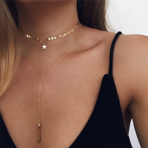Women 3 Layer Choker Jewelry Opal Boho 