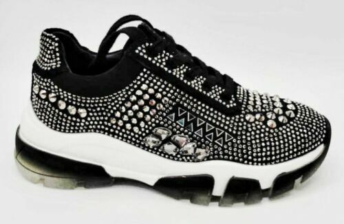 Sandalettes CASADEI à Talons Aiguilles 10,5 Cm - Strass Noir, Cuir, Tailles 36, 36,5, 40, Neuves