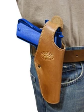 New Barsony Saddle Tan Leather Belt OWB Holster FN Glock HK Full Size 9mm 40 45
