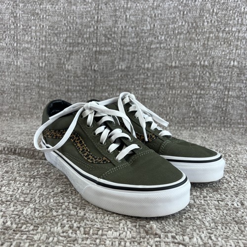 olive green and leopard vans