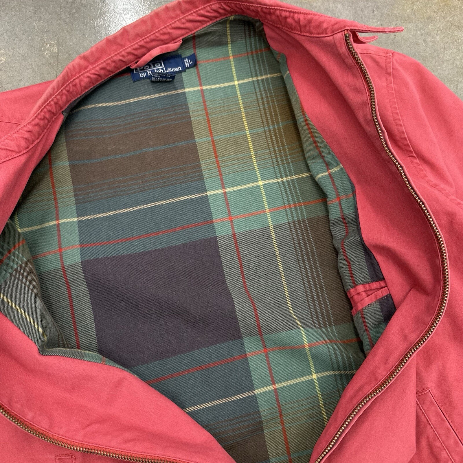 PONY Polo Ralph Lauren giacca uomo Harrington plaid foderato mentoniera cappotto zip vintage L