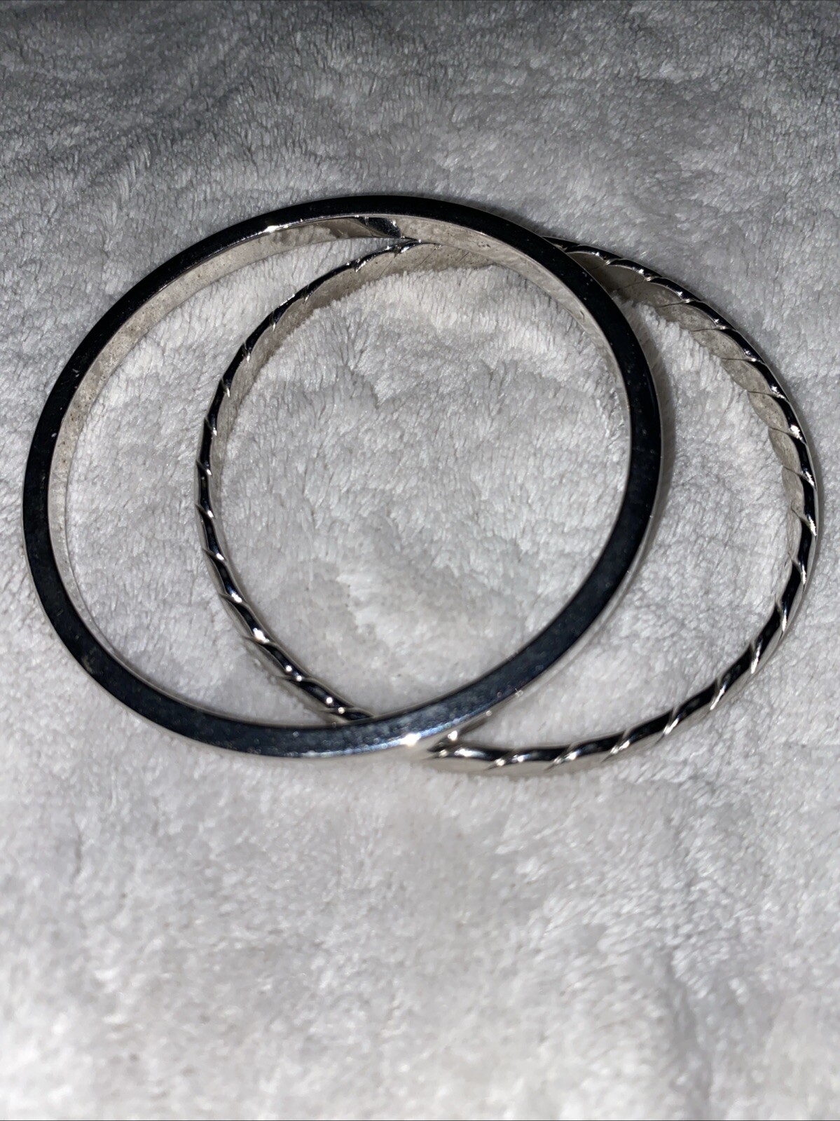 Vgt Monet Solid Bangle Bracelets 2 Silver Tone Pl… - image 3