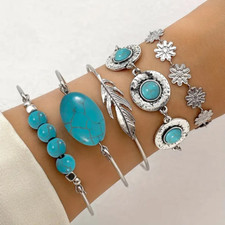 5 pc Bohemian Turquoise Bracelet Set - New