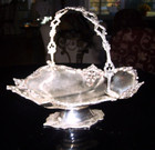 Vintage Ornate Silverplate Bride's Fruit/Bread Footed Basket w/Swing Handle — photo 5