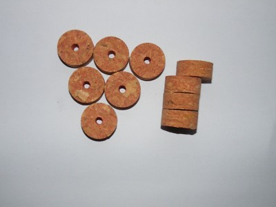 10 BURL CORK RINGS 11//4/"X1//2/" DEEP RED BORE 1//4/"