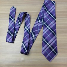 Chaps Neck Tie Mens Purple Silk Tartan Classic Formal Modern Suit Dress Adult