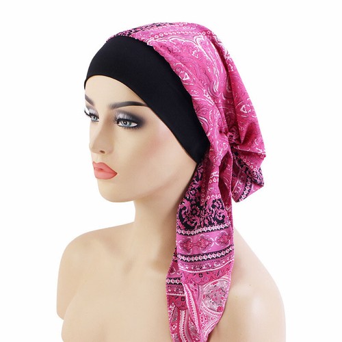 Gorro con estampado de hiyab preatado gorro turbante musulmán envoltura quimioterapia cáncer gorras - Imagen 9 de 54