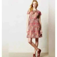 Anthropologie Weston Wear $158 Womens Dress Red Mesh Tulle Lined Simi Boho Small