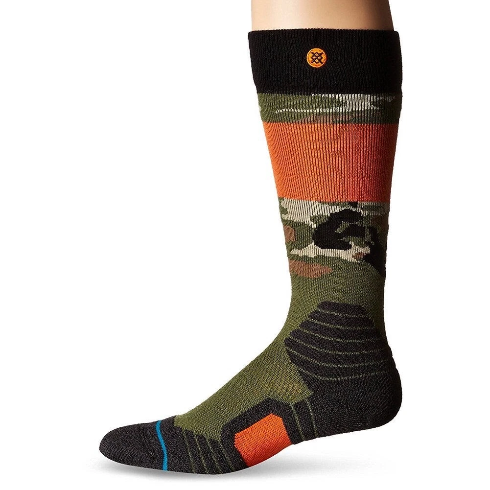 STANCE ALL MOUNTAIN OVER THE CALF SOCK Mens Camouflage/Orange Medium 6-8.5