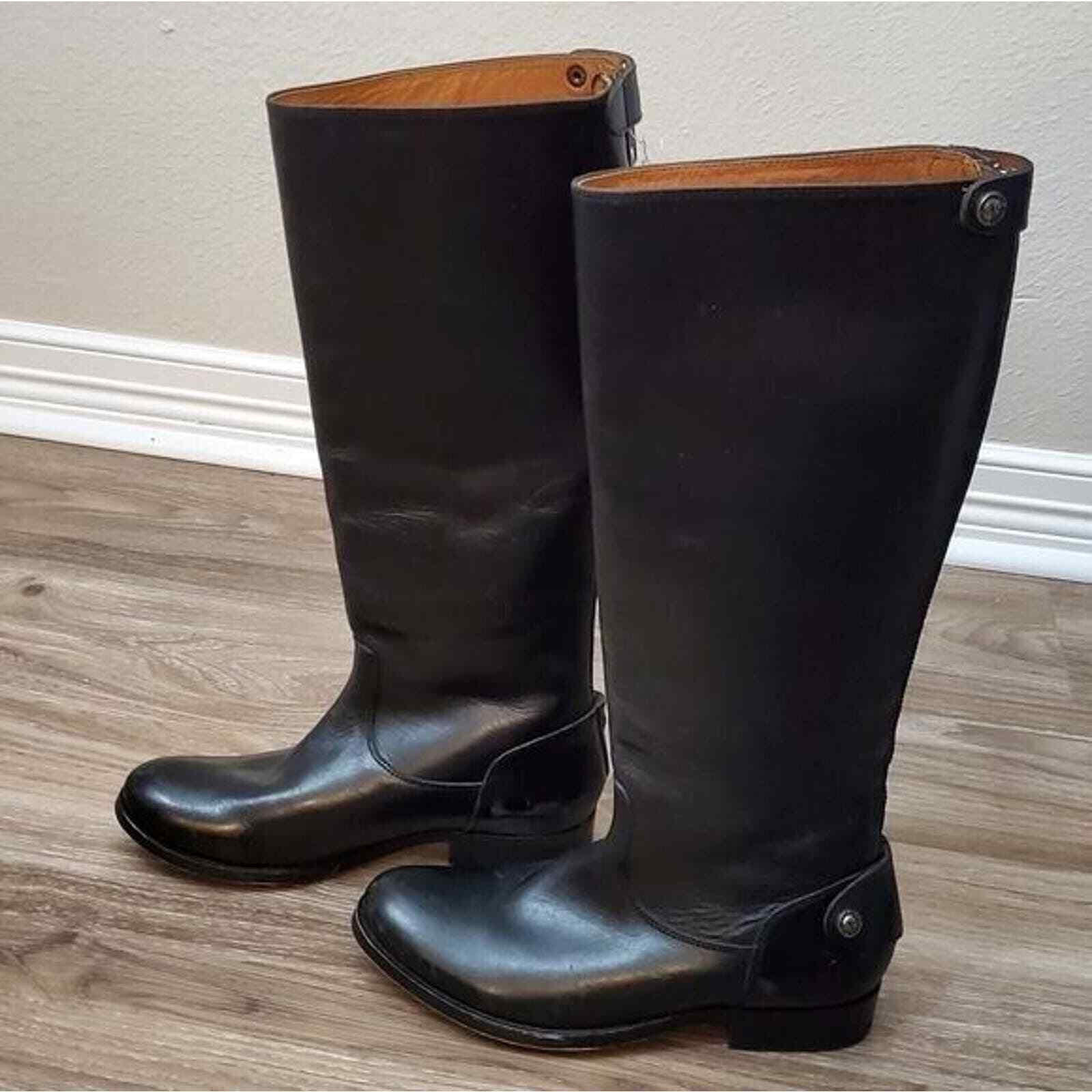 Frye Black distressed leather riding boots size 6 eBay