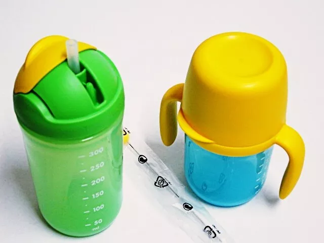 New Tupperware Baby Toddler Training Cup + Sippy Straw Tumbler + Straw Brush