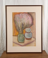 Vase with Flowers, Floral Still Life, Original Pastel Painting, Artist Kozlyanin
