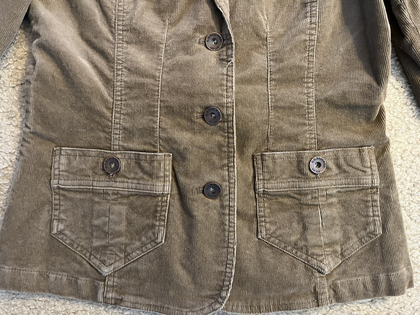 3 Button Front Bass Jeans Women's Tan Brown Stretch Corduroy 3-Button Blazer Jacket ...