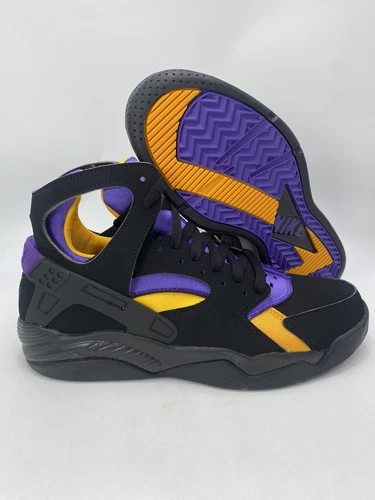Nike Air Flight Huarache Black Purple Yellow Shoes (FD0188 001) Men's Size 9.5