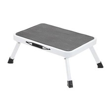 White Folding Metal Step Anti Slip Stool Foldable Collapsible Kitchen Sturdy New