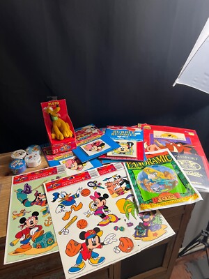 NEW LOT OF 16 Disney ITEMS PLUTO TOY,MAGIC TOWELS,STICKERS,MICKEY MOUSE,MINNIE++