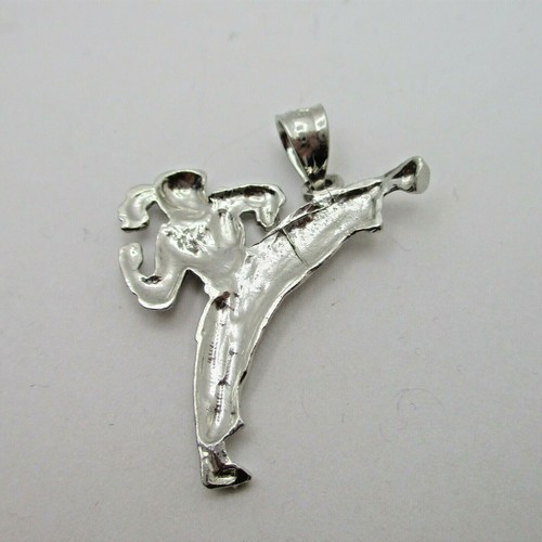 Martial Arts Pendant 925 Sterling Silver Karate Girl Sports - Picture 4 of 4