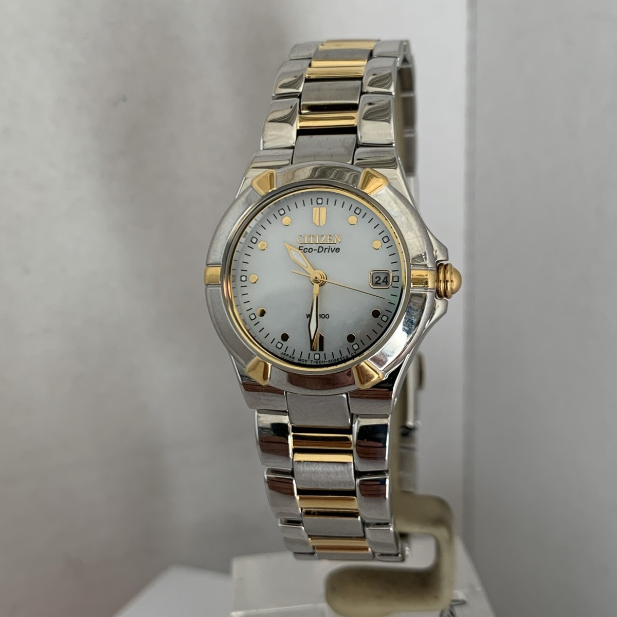 Citizen Ladies Eco Drive Mother Of Pearl Date Two Tone Bracelet Watch  EW1534-57D