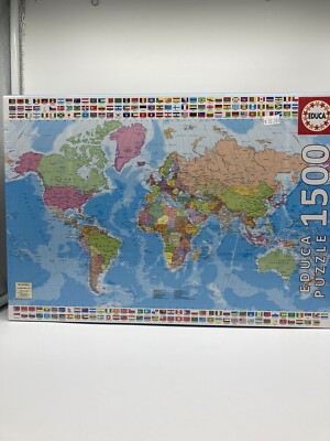 NIB Educa Puzzle The World Map with Flags 1500 Piece Jigsaw Puzzle