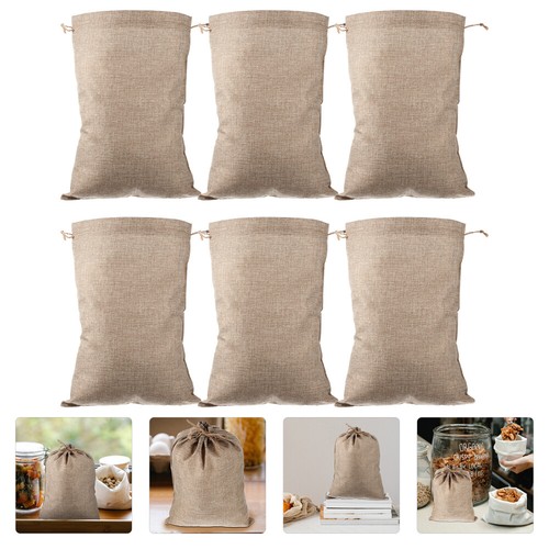 6 Pcs Drawstring Bag Burlap Bags for Vegetable Storage Potato Sacks - Picture 9 of 12