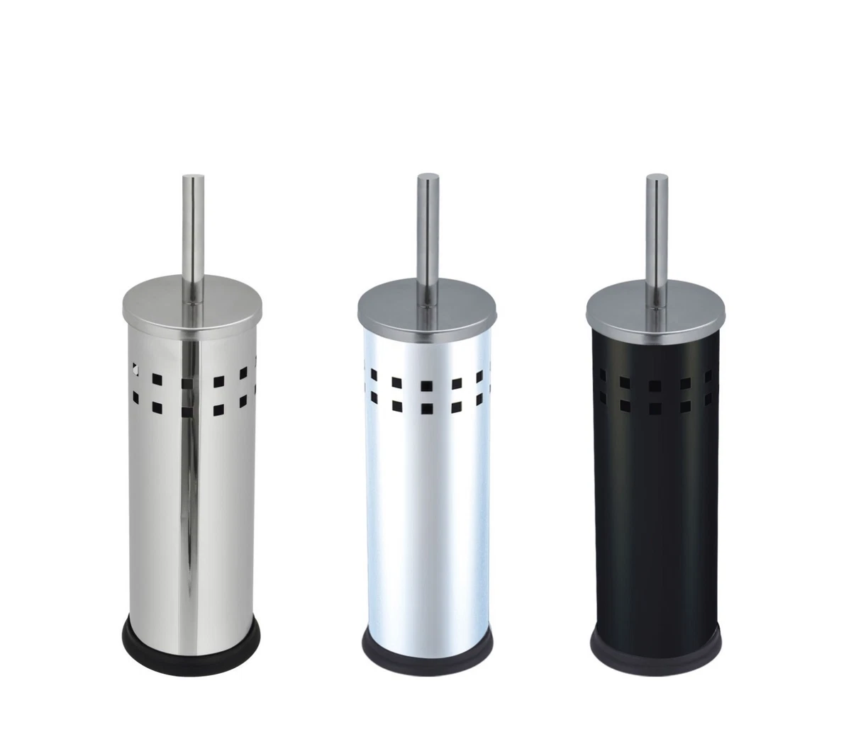 Silver toilet outlet brush holder