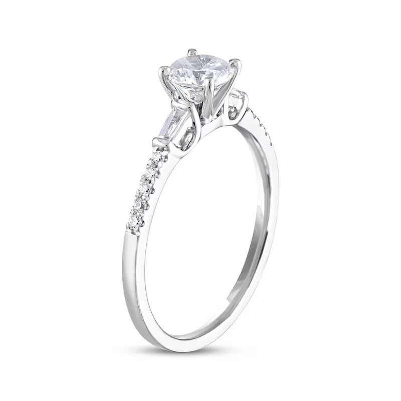 Round & Baguette 0.90CT Lab-Grown Diamond Women Engagement Ring In 950 Platinum - Image 2 of 4