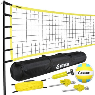 32' Portable Professional Outdoor Volleyball Net Set with Adjustable Height Pole