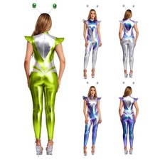 Women Astronaut Halloween Outfits Party Alien Costume Disco Jumpsuit Clubwear