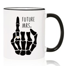 Funny Engagement Gifts for Her - 11oz Future Mrs Mug with Skeleton Ring