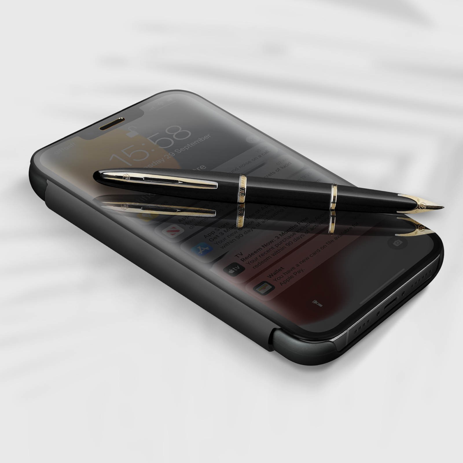 Coque folio iPhone 13 Pro Max à clapet translucide avec support vidéo intégré - Protection intégrale - 4