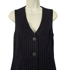 Steve Madden NWT Dark Blue Pinstripe Button Down Dress Size XS