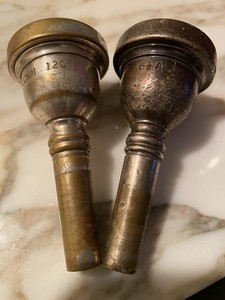 Pair Conn 12C And 6 1/2 AL Trombone Mouthpieces Silver Brass Band Marching Heavy