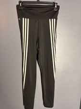 Adidas Women's Black High Rise Leggings Stripes Down Sides - Size Small NWOT
