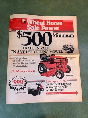 Original 1980's Wheel Horse Newspaper Style Advertising Brochure