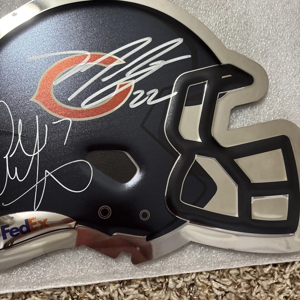 Alshon Jeffery ASSINADO Chicago Bears CAPACETE Placa Auto Com Matt Forte Auto - Imagem 3 de 4