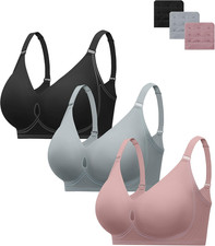 Wireless Jelly Bras for Women 3 Pack Supportive Push up Bras No Underwire Seamle