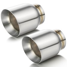 Stainless Steel Exhaust Tip Double Wall Angle Cut 3 Inlet 4 Outlet 5 Long