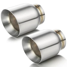 Stainless Steel Exhaust Tip Double Wall Angle Cut 3" Inlet 4" Outlet 5" Long