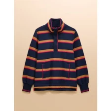 Joules Burnham Navy/Tan Stripe Quarter Zip Sweatshirt - 10 12 14 16 18 - BNWT