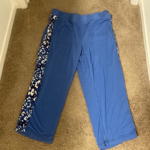 ISAAC MIZRAHI Blue /white Animal Theme Capri Pants Sz Large