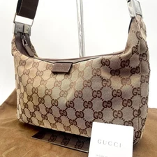 Gucci Shoulder Hand Bag Brown Leather Small Purse Vintage Authentic
