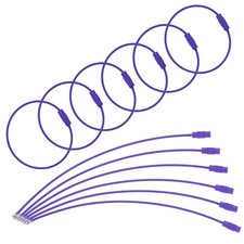 100 Pcs Wire Keychain Cable, 6 Inch Metal Wire Key Ring Loop, Dark Purple