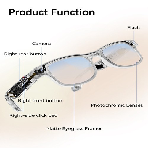 AI Translator Smart Glasses for Men Women,Bluetooth Glasses with Voice Assistant - Picture 18 of 20