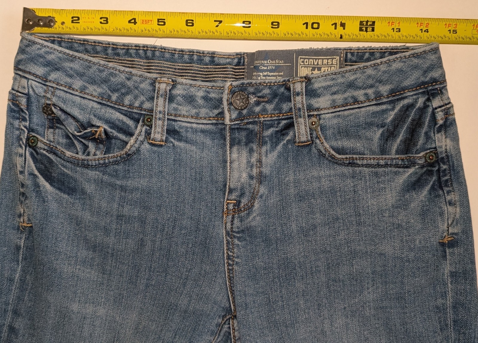 Vintage Converse One Star Women's Denim Jeans Size 4 Low Rise Flare Leg  - 29x30 thumbnail 6