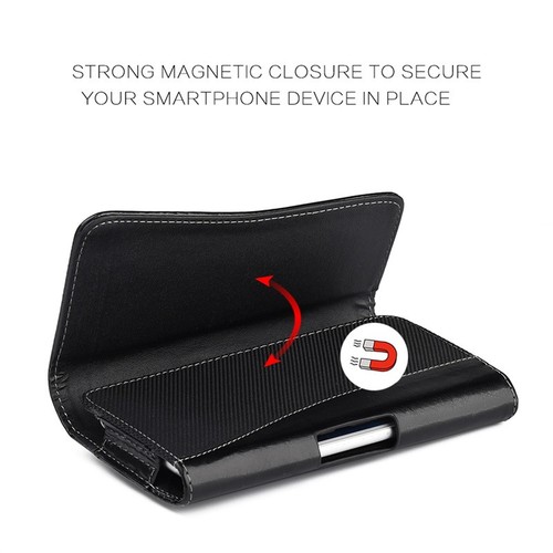 For LG X POWER 2 Horizontal Leather Pouch Holster Wallet Case Cover-Black - Picture 3 of 8